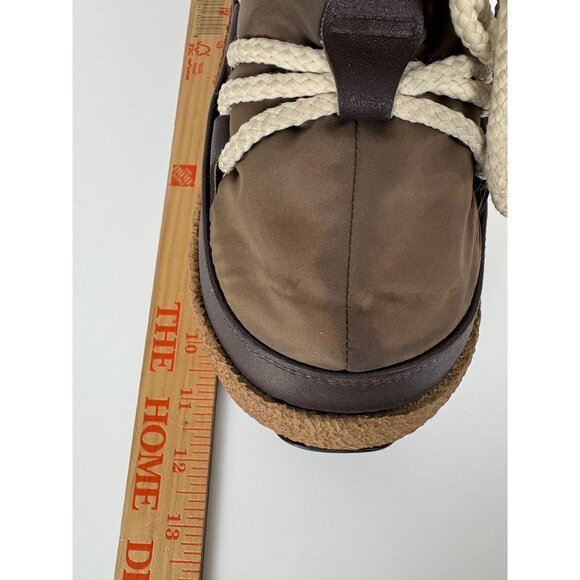 Vintage Tecnica Moon Boots Size 42-44 Beige & Brown Nylon Winter Snow Boots Ital - Picture 7 of 9